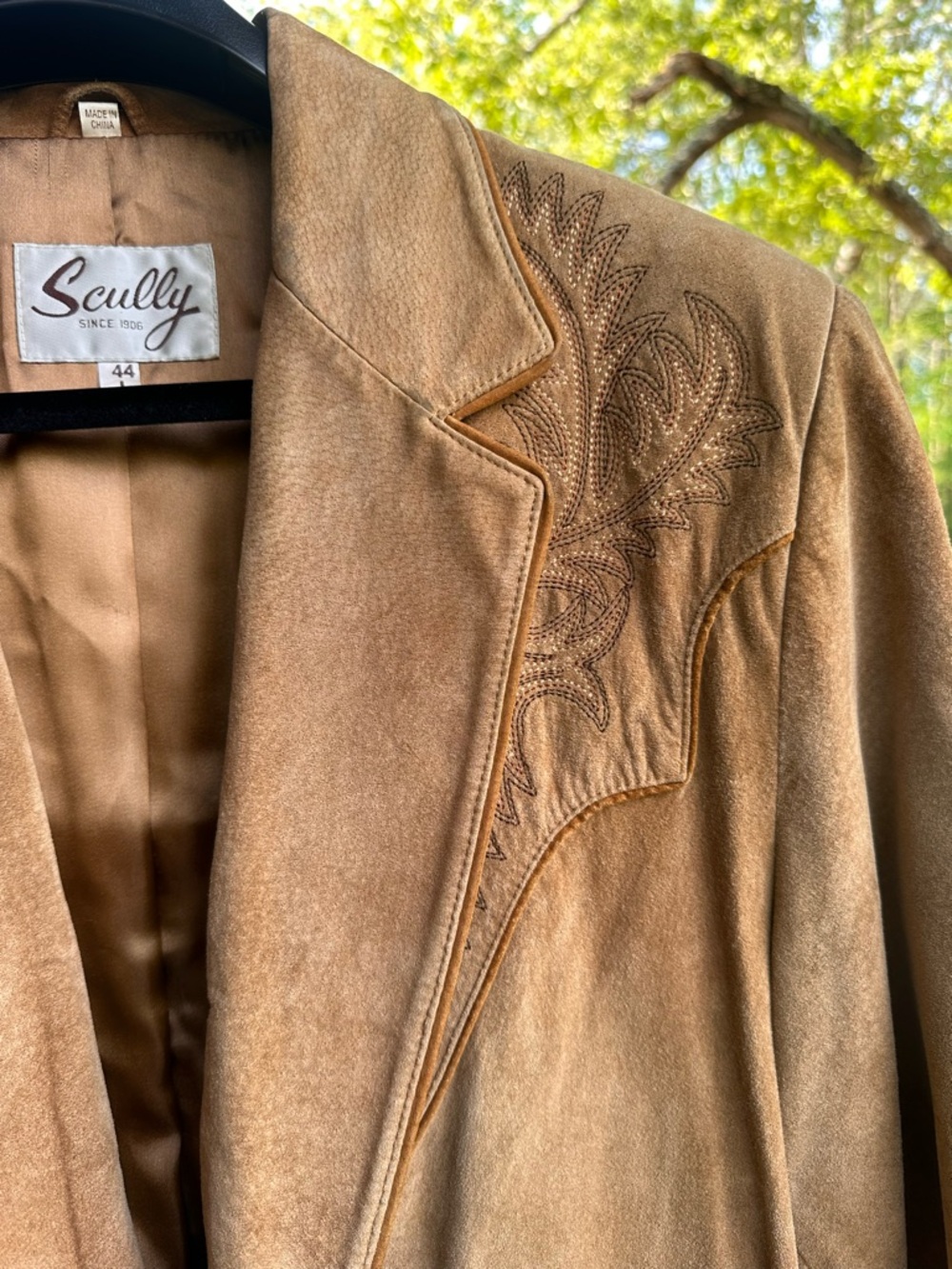 Scully Western Suede Leather Jacket Men’s 44L Tan Embroidered Cowboy Blazer Coat - Picture 4 of 16